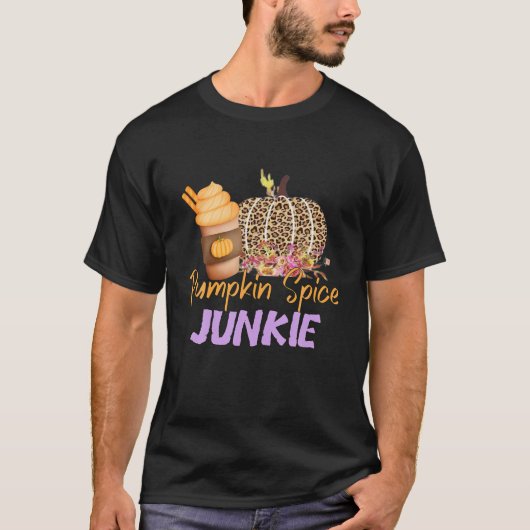 Pumpkin Spice Junkie - Pumpkin Spice Latte Leopard T-shirt (Voorkant)