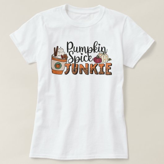 Pumpkin Spice Junkie T-shirt Pumkin (Design voorkant)