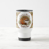 Pumpkin Spice Koffie Kunst en Herfst Bladeren Patr Reisbeker (Center)