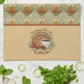 Pumpkin Spice Koffie Kunst en Herfst Bladeren Patr Theedoek (Gevouwen)