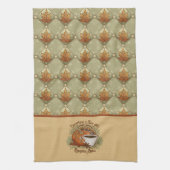 Pumpkin Spice Koffie Kunst en Herfst Bladeren Patr Theedoek (Verticaal)