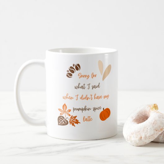 Pumpkin Spice Latte Autumn Funny Quote Schattigee  Koffiemok (Met donut)