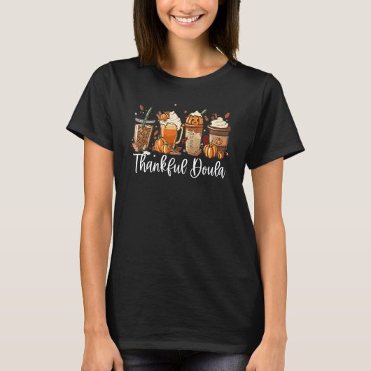 Pumpkin Spice Latte Fall Coffee   One Thankful Dou T-shirt (Voorkant)