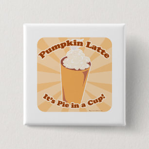 Pumpkin Spice Latte Fun Pie Slogan Art Design Vierkante Button 5,1 Cm