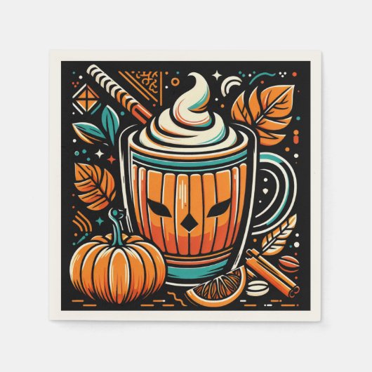 Pumpkin Spice Latte Halloween Design Servet (Voorkant)