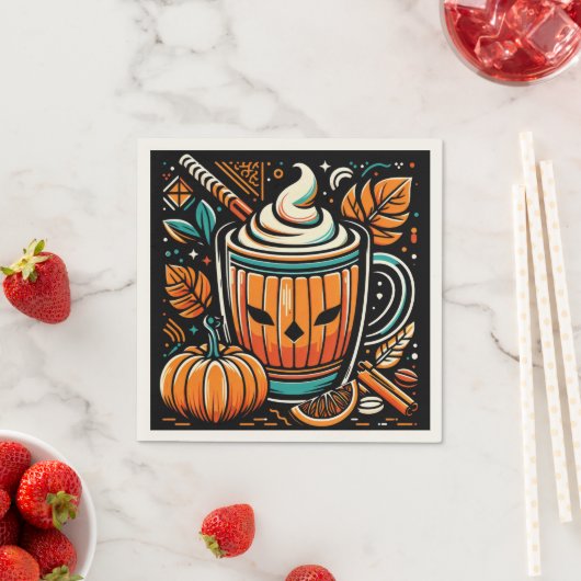 Pumpkin Spice Latte Halloween Design Servet (Insitu)