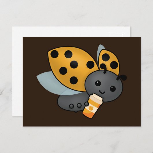 Pumpkin Spice Latte Ladybug T-Shirt Briefkaart (Voorkant / Achterkant)