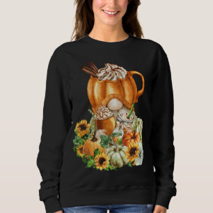 Pumpkin Spice Latte Leaves Cute Gnomes - Happy Fal Trui