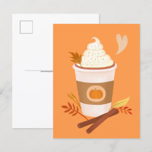 Pumpkin Spice Latte Oranje Briefkaart