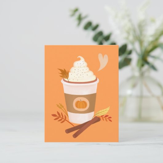 Pumpkin Spice Latte Oranje Briefkaart (Staand voorkant)