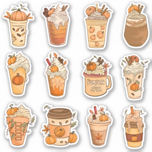 Pumpkin Spice Latte Stickers Pack (Voorkant)