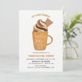 Pumpkin Spice Latte Thanksgiving Party Invitation Kaart (Staand voorkant)