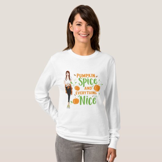 Pumpkin Spice Long Slaper T-shirt (Voorkant volledig)