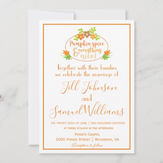 Pumpkin Spice Lovely Wedding Kaart (Voorkant)