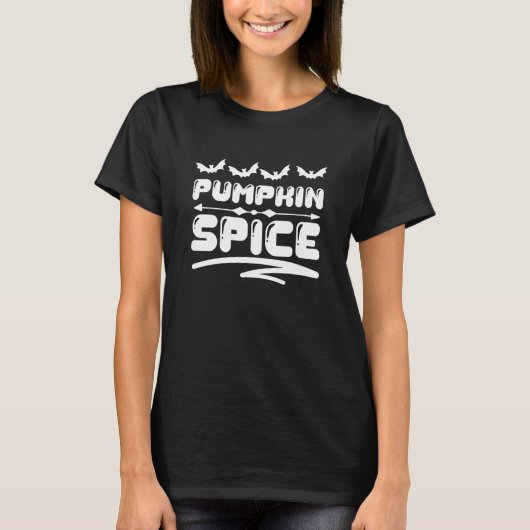 Pumpkin Spice met spoky Bats T-shirt (Voorkant)
