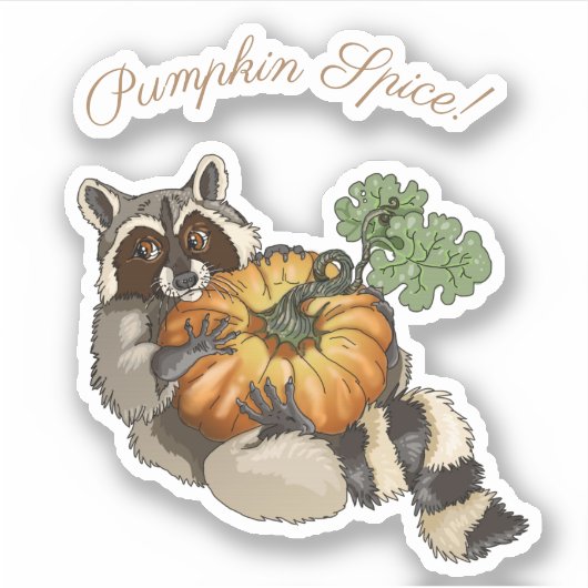 Pumpkin Spice! Op een Roll Pumpkin Raccoon Sticker (Voorkant)