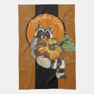 Pumpkin Spice! Op een Roll Pumpkin Raccoon Theedoek