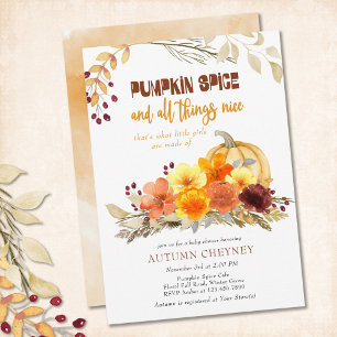 Pumpkin Spice Poem Autumn Flowers Baby shower Kaart