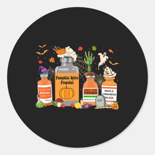 Pumpkin Spice Propofol Ativan Versed Haldol Hallow Ronde Sticker (Voorkant)