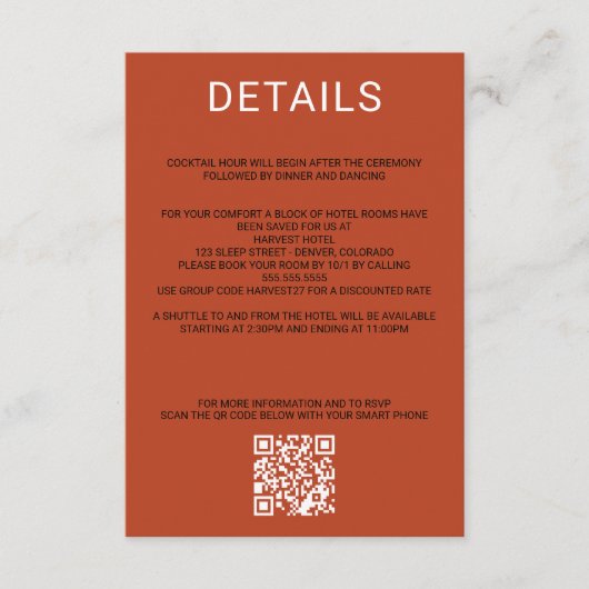 Pumpkin Spice QR Code en Details Informatiekaartje (Voorkant)