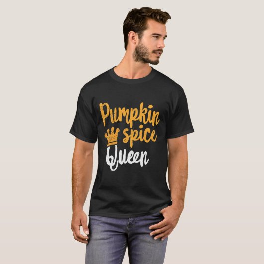 Pumpkin Spice Queen T-Shirt Love Coffee Latte Herf (Voorkant volledig)