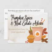 Pumpkin Spice & Real Estate Advice Realtor Pop-by Uitnodiging Briefkaart (Voorkant / Achterkant)
