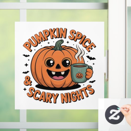 Pumpkin Spice & Scary Nights | Schattigee Hallowee Raamsticker (Huis)
