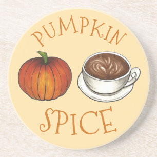 Pumpkin Spice Season Autumn Coffee Latte Herfst Zandsteen Onderzetter