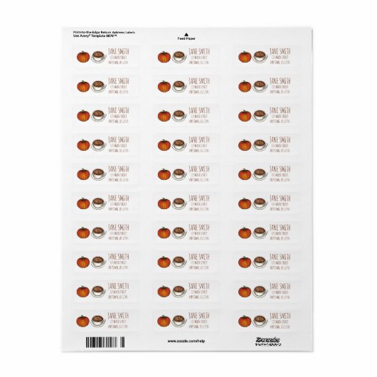 Pumpkin Spice Season Coffee Latte Autumn Herfst Etiket (Full Sheet)