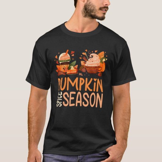 Pumpkin Spice Season Fall Autumn Cute Latte Hallow T-shirt (Voorkant)