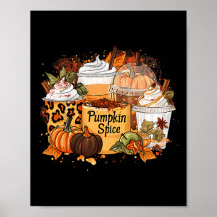 Pumpkin Spice Season Latte Coffee Lover Herfst Bed Poster