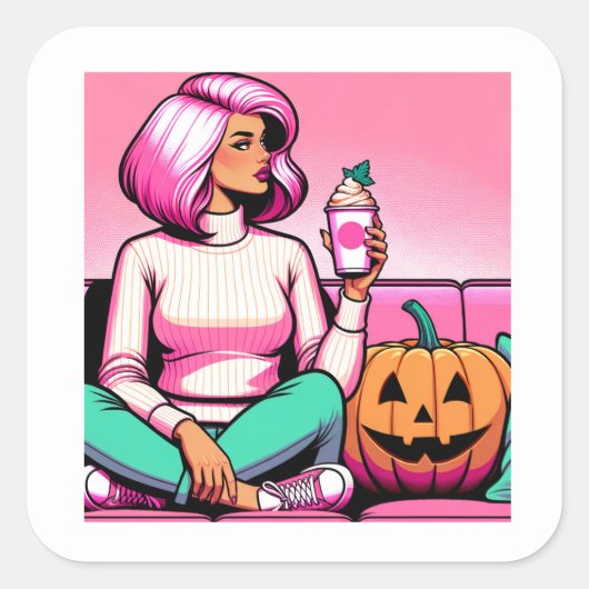 Pumpkin Spice Season Pop Art Stickers (Voorkant)