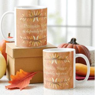 Pumpkin Spice Seasonal Vice Autumn Leaf Borders Koffiemok