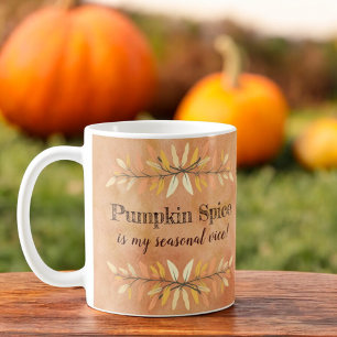 Pumpkin Spice Seasonal Vice Autumn Leaf Borders Koffiemok