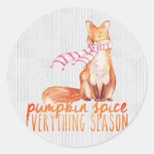 Pumpkin-spice-seizoen, met vos ronde sticker