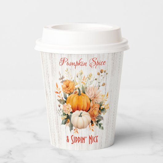 Pumpkin Spice & Sippin' Nice – Herfst Papieren Bekers (Achterkant)