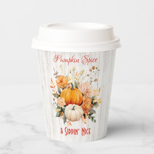 Pumpkin Spice & Sippin' Nice – Herfst Papieren Bekers (Voorkant)