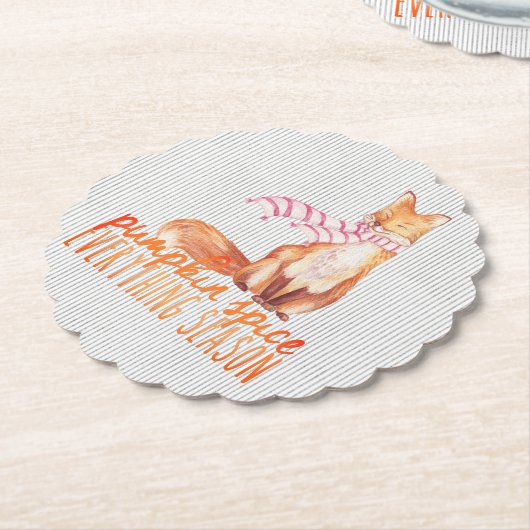 Pumpkin Spice Sitting Fox Kartonnen Onderzetters (Gekanteld)