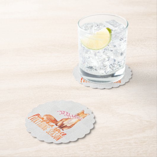 Pumpkin Spice Sitting Fox Kartonnen Onderzetters (Insitu)