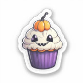 Pumpkin Spice Smiles: Halloween Cupcake Sticker (Voorkant)