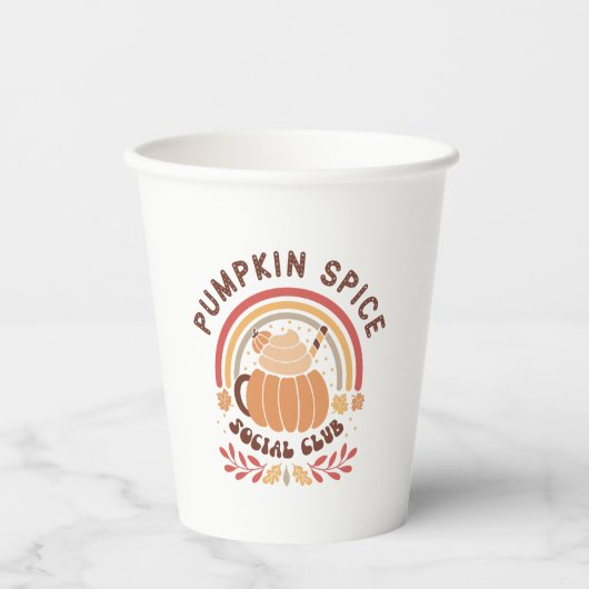Pumpkin Spice Social Club – Cute Fall PSL  Papieren Bekers (Voorkant)