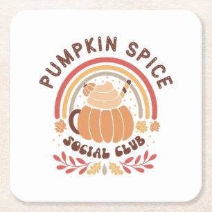 Pumpkin Spice Social Club – Schattige herfst PSL  Kartonnen Onderzetters