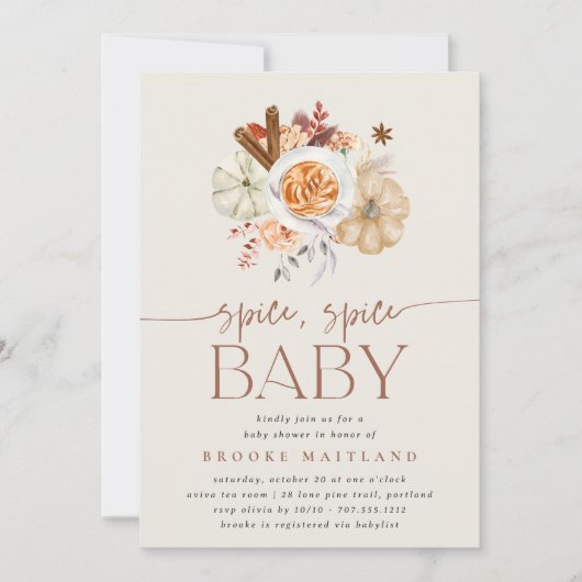 Pumpkin "Spice Spice Baby" Shower Kaart (Voorkant)