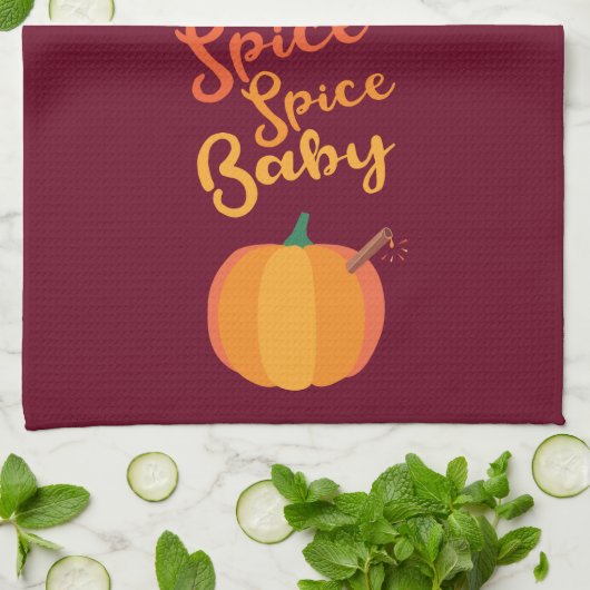 Pumpkin Spice "Spice Spice Baby" Keukenhanddoek (Gevouwen)