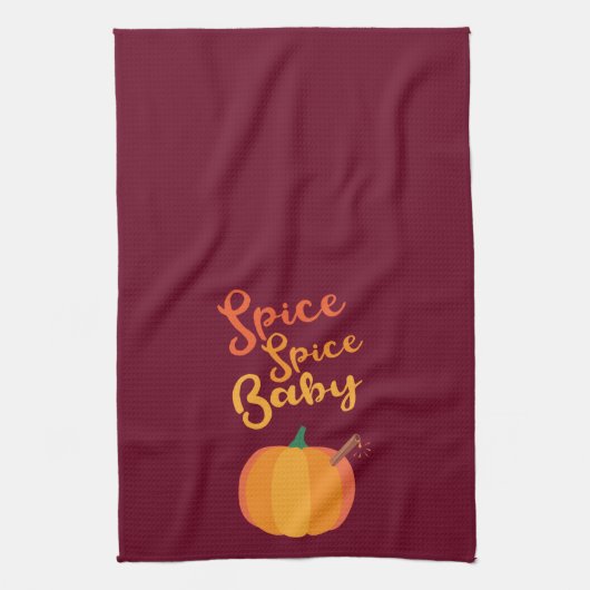 Pumpkin Spice "Spice Spice Baby" Keukenhanddoek (Verticaal)