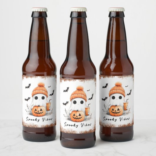 Pumpkin Spice Spooky Vibes gepersonaliseerd Bier Etiket (Flessen)