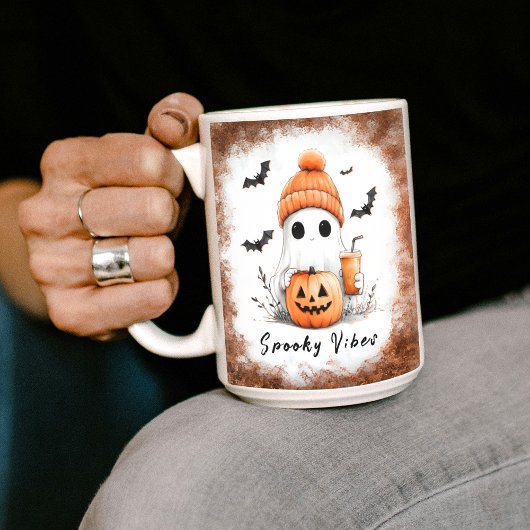 Pumpkin Spice Spooky Vibes gepersonaliseerd Koffiemok