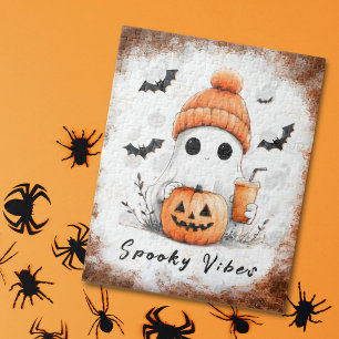 Pumpkin Spice Spooky Vibes gepersonaliseerd Legpuzzel