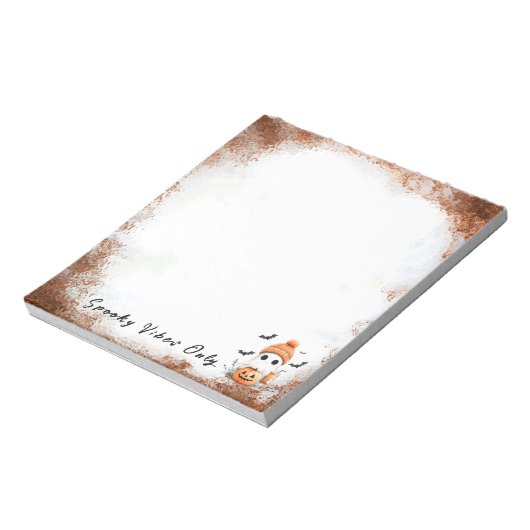 Pumpkin Spice Spooky Vibes gepersonaliseerd Notitieblok (Linkerzijde)