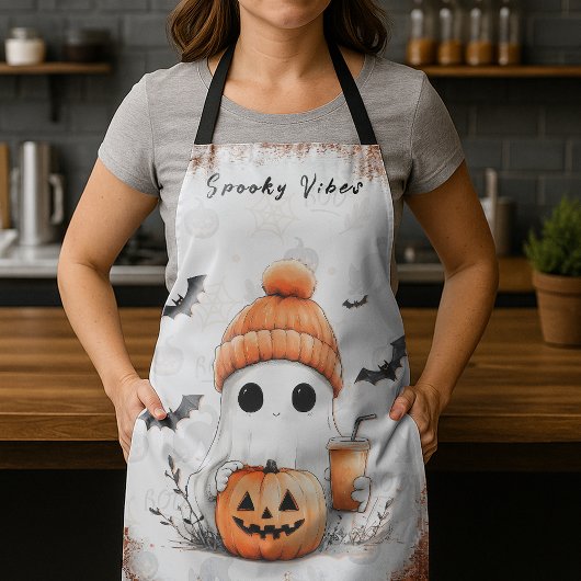 Pumpkin Spice Spooky Vibes gepersonaliseerd Schort